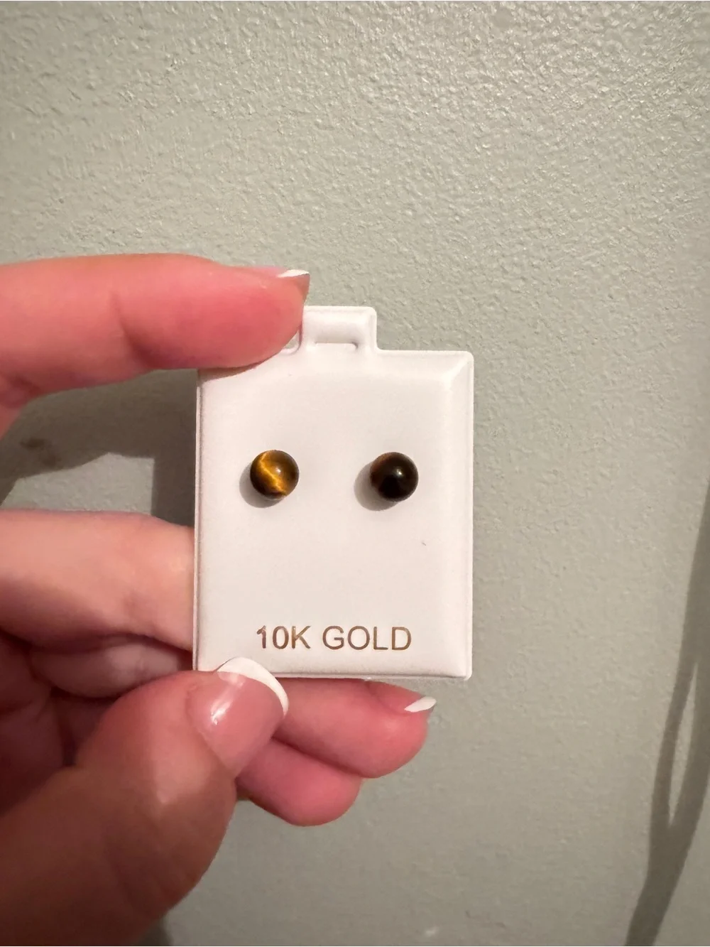 10K Gold Tiger Eye Stud Earrings